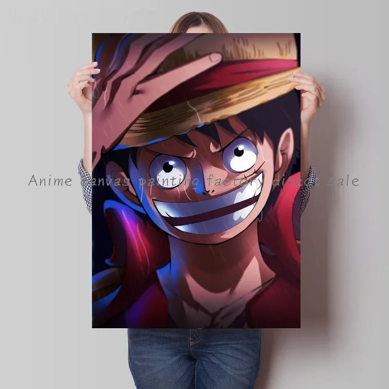 Japan Bandai Retro Anime Surrounding One Piece Luffy Art Canvas Painting Posters Print Mural Home Wall Aesthetic Room Decor
