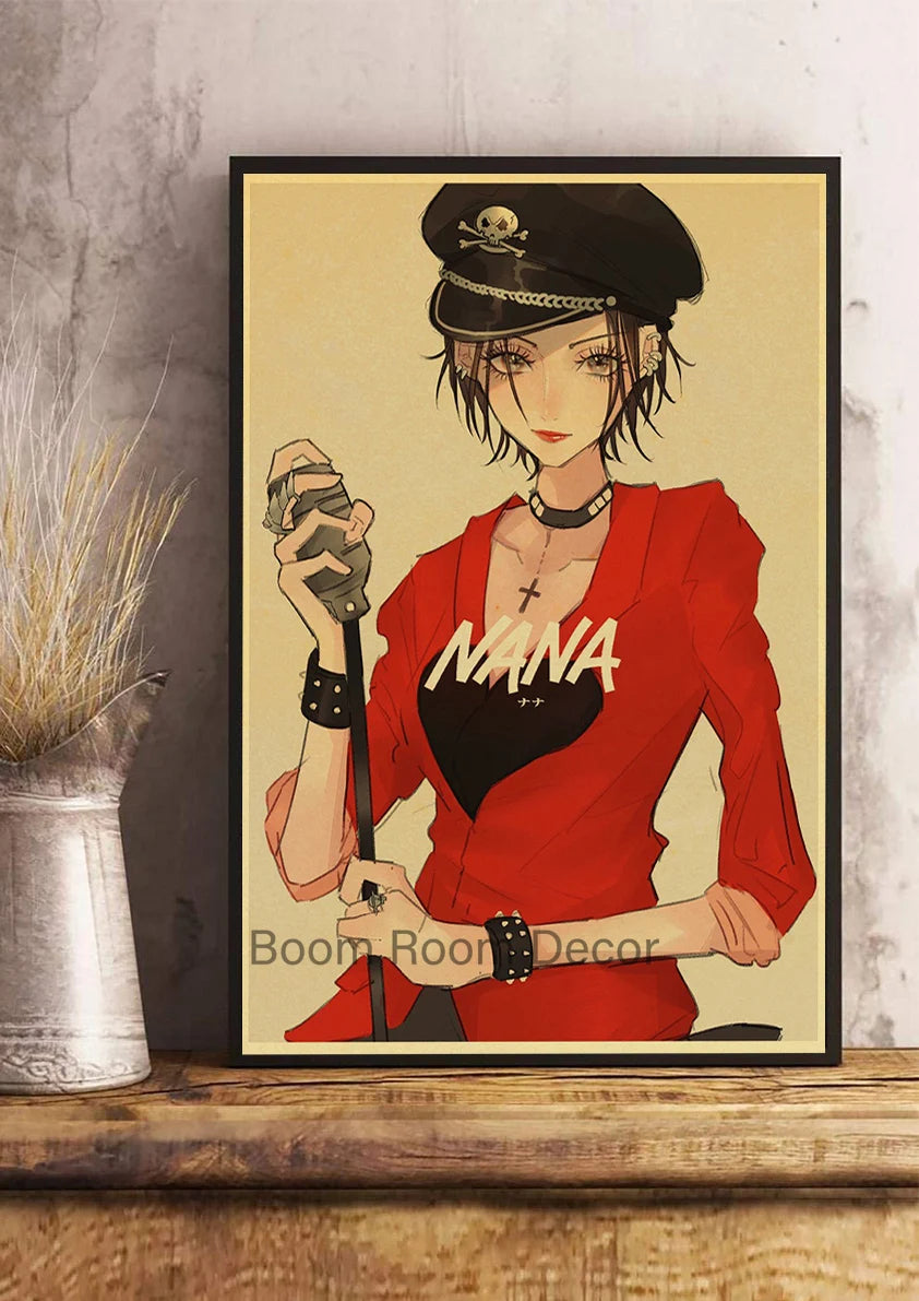 Hot Anime Posters NANA Retro Kraft Paper Sticker Poste 2021 Arrivals Bar Cafe Decor Nostalgia Gift Funny Prints Wall Paintings