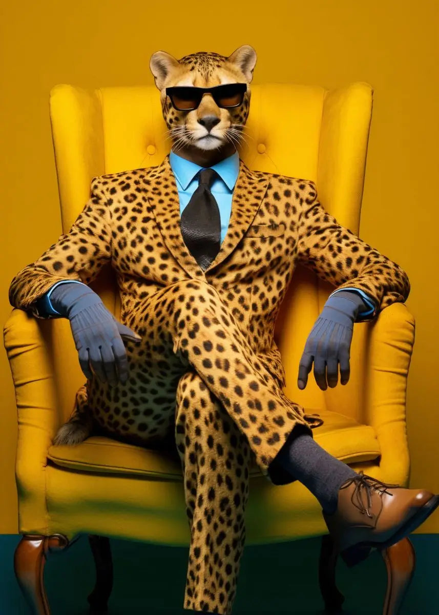 Funny Elegant Animals Cool Cheetah Gorilla Zebra with Suit Pop Wall Art Poster Print Canvas Painting for Living Room Home Decor