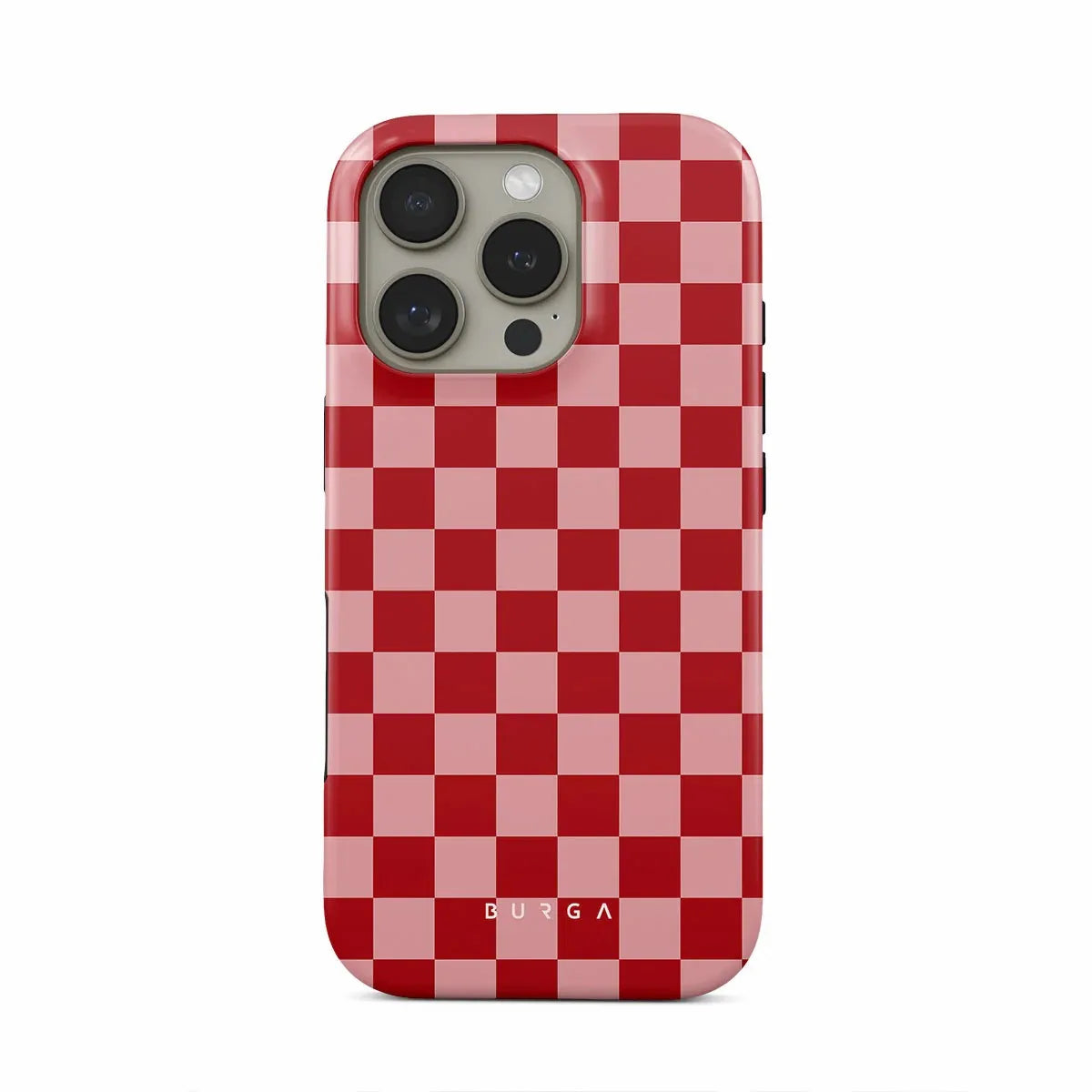 Red Plaid BURGA Phone Case for iPhone 16 15 14 13 12 11 X XS XR XSMAX 7 8 Pro Max Plus Luxury Double-layer Back Cover