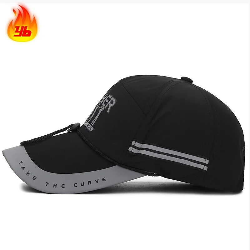 Summer With Windproof Rope Extended Brim Adjustable Cotton Baseball Cap Fishing Hat Trucker Caps Dad Hats