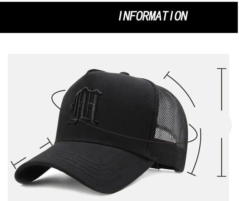 New Men's Large Size 65cm High Top Baseball Cap Tide Big Head Summer Thin Mesh Breathable Trucker Cap Embroidery Sun Hat Women