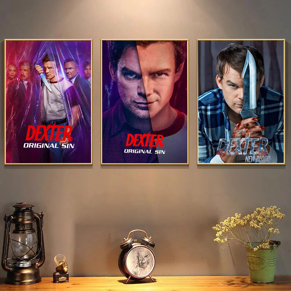 D-Dexter Movie Whitepaper Poster Waterproof Paper Sticker Coffee House Bar Aesthetic Art Wall Painting