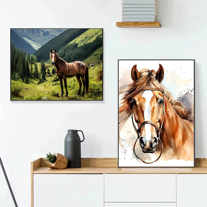 Wild Animals Horse Canvas Poster Painting Modern Horse Portrait Modern Poster and Wall Art Picture for Living Room Home Decor