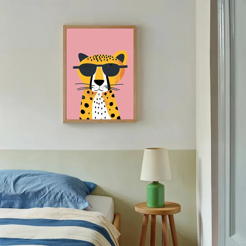 Cute Cartoon Colorful Animal Poster Children's Room Field Nursery Kindergarten Decoration Canvas Home Wall Art