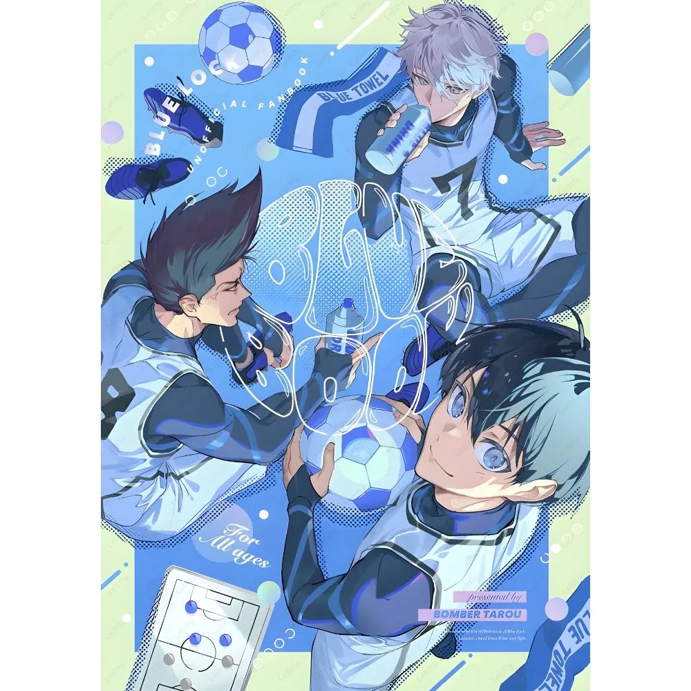 Anime B-BLUE LOCK Football Catoon Poster Corridor Wall Art Printing Waterproof Home Living Bed Room Decor