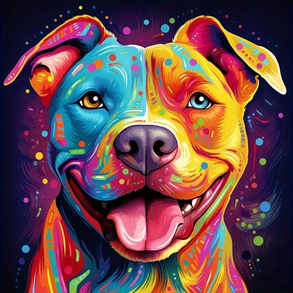 Huacan Full Diamond Painting Animal Diy Diamond Mosaic Colorful Dog Art Gift Set Rhinestone Pictures Wall Decoration