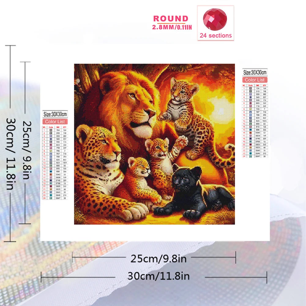 Momoart Lion Diamond Painting Leopard Needlework Mosaic Animal 5D DIY Picture Rhinestones Handmade Gift