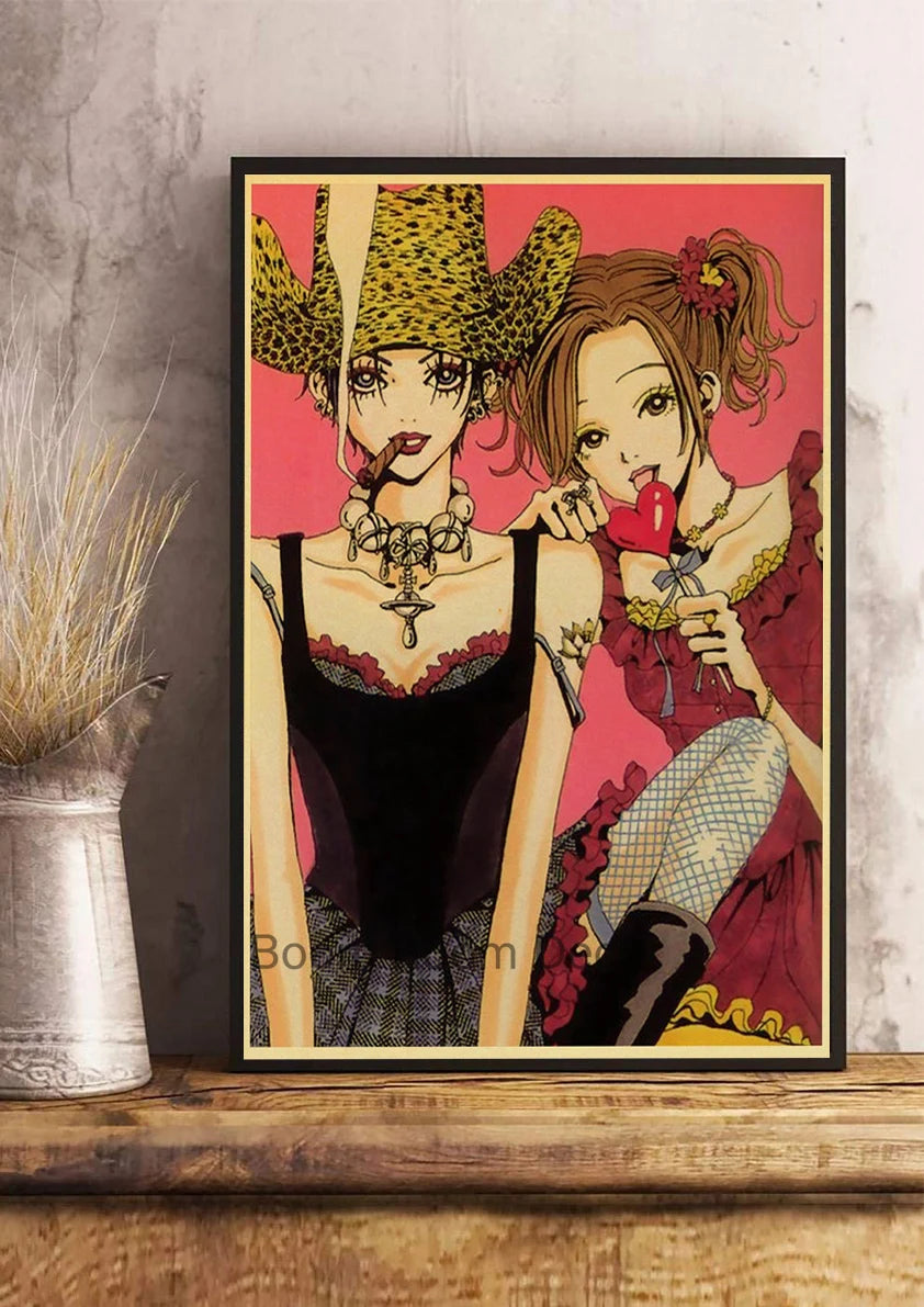 Hot Anime Posters NANA Retro Kraft Paper Sticker Poste 2021 Arrivals Bar Cafe Decor Nostalgia Gift Funny Prints Wall Paintings