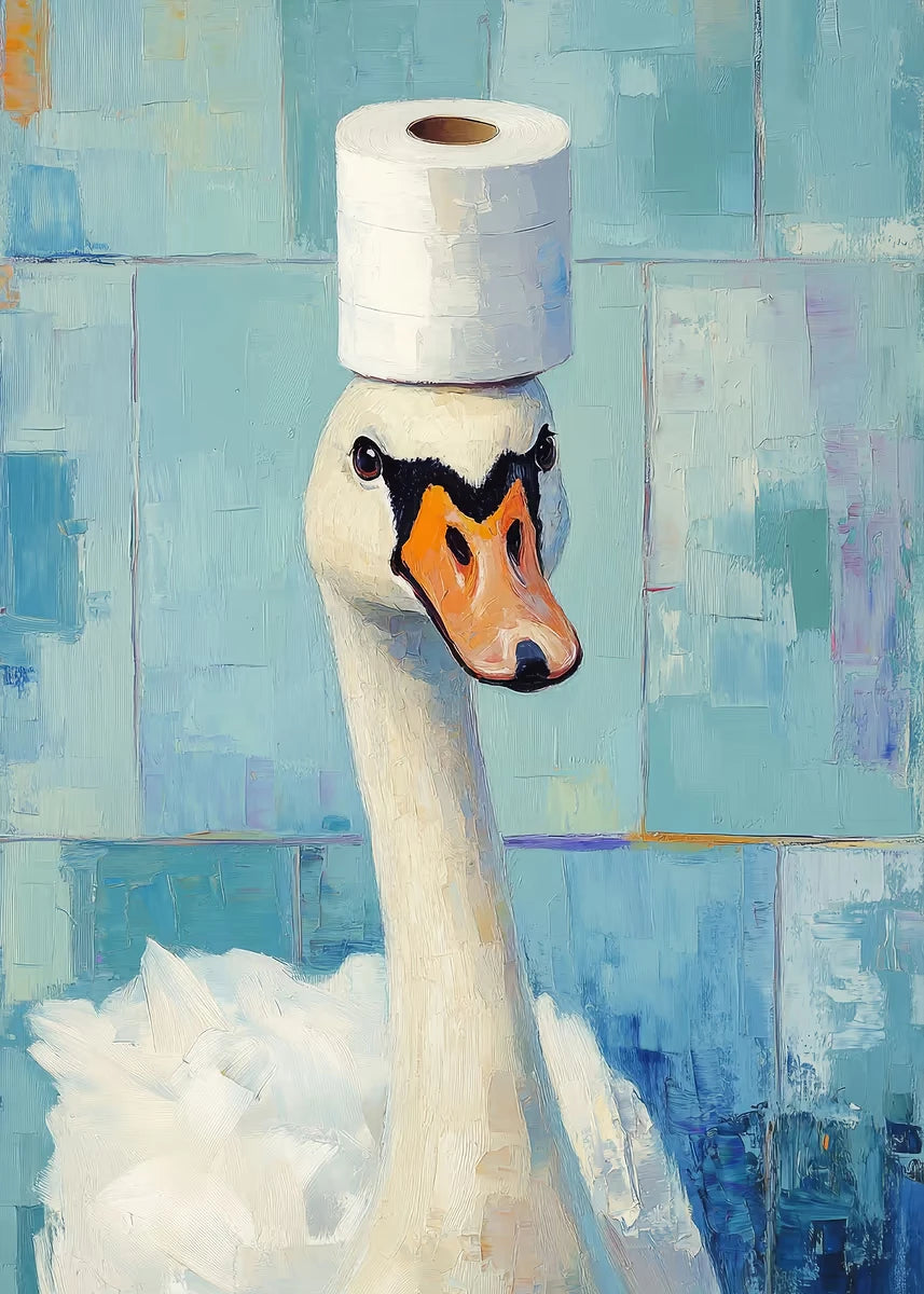 Giraffe Cat Raccoon With Toilet Paper Cute Animals Poster Print Canvas Painting Oil Bathroom Wall Art Funny Humor Home Decor