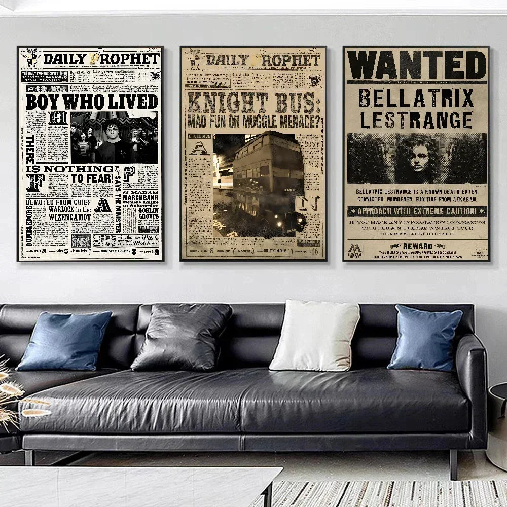 1pc Composite kraft paper H-harry P-potter Poster Self-adhesive Art Waterproof Paper Sticker Coffee House Bar Room Wall Decor