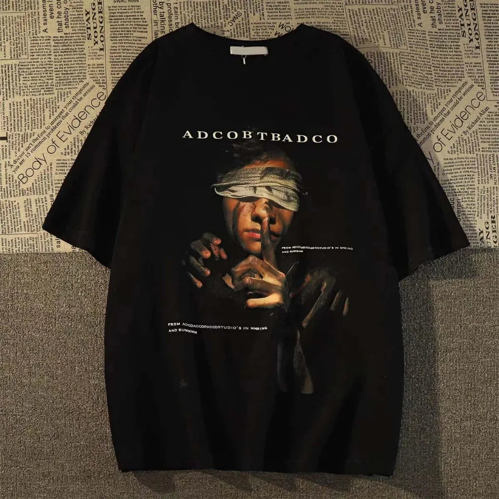 Fashion Hip Hop Smoking boy Print T-shirt Men Summer 100%Cotton Short Sleeve T-shirt Casual Y2k Top Cool Streetwear Men clothing