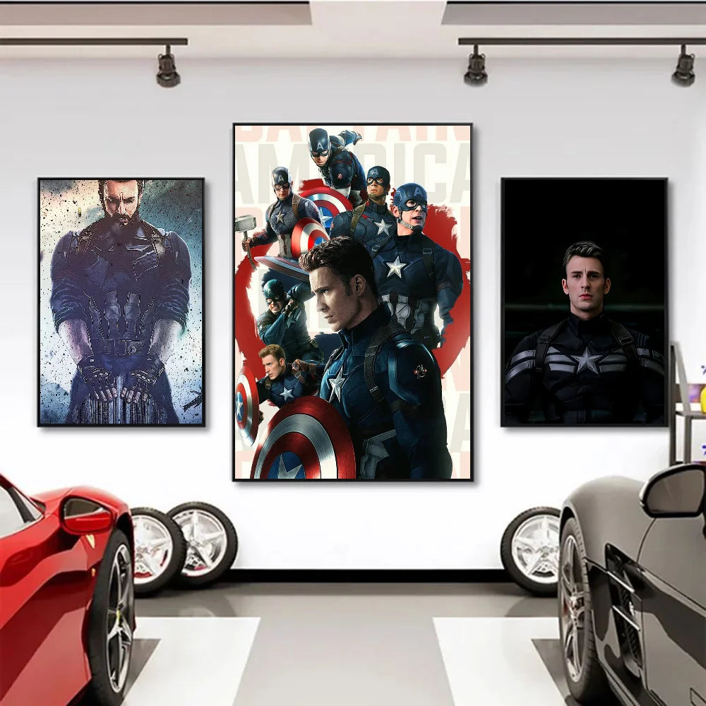 1PC C-Captain America Poster Self-adhesive Art Waterproof Paper Sticker Coffee House Bar Room Wall Decor