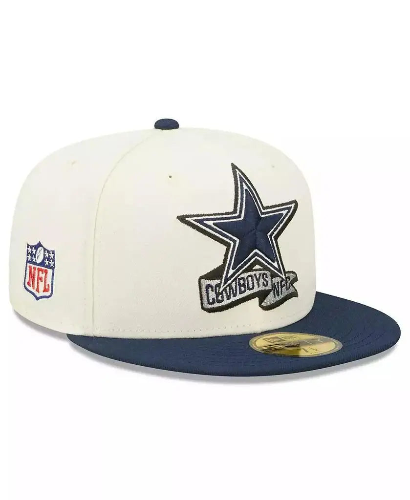 New Era | Men's Cream, Navy Dallas Cowboys 2022 Sideline 59FIFTY Fitted Hat