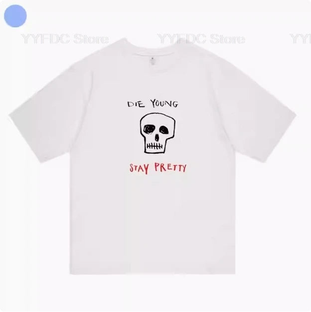 G Dragon Same T Shirt Men Women Cotton Summer Short Sleeve Tee Tops Bigbang G-Dragon Album Übermensch Skull Daisy Print T-shirt