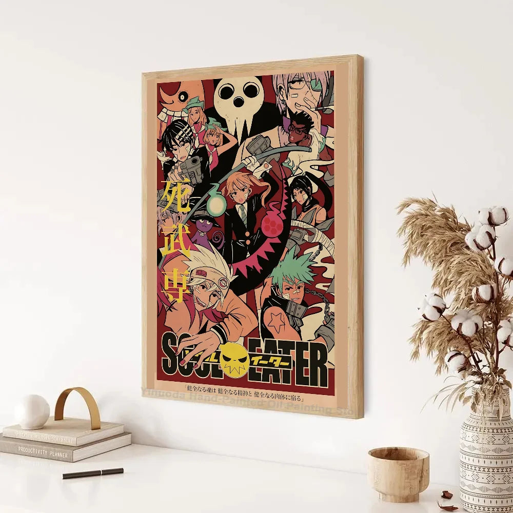 1PC Classic Anime Soul Eater Poster Self-adhesive Art Waterproof Paper Sticker Coffee House Bar Room Wall Decor