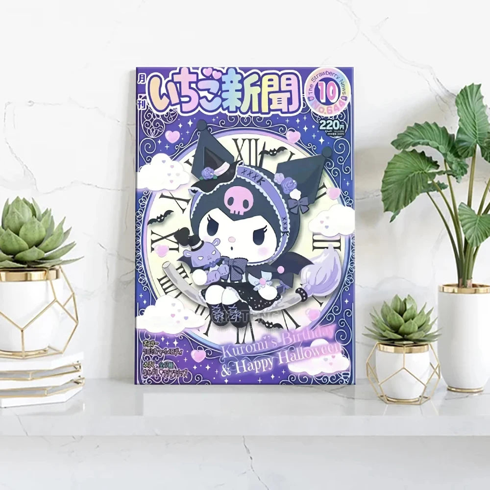 MINISO Cartoon Poster Sanrio Kuromi Hello Kitty Canvas Wall Art Print Mural Home Decoration Birthday Christmas Gift