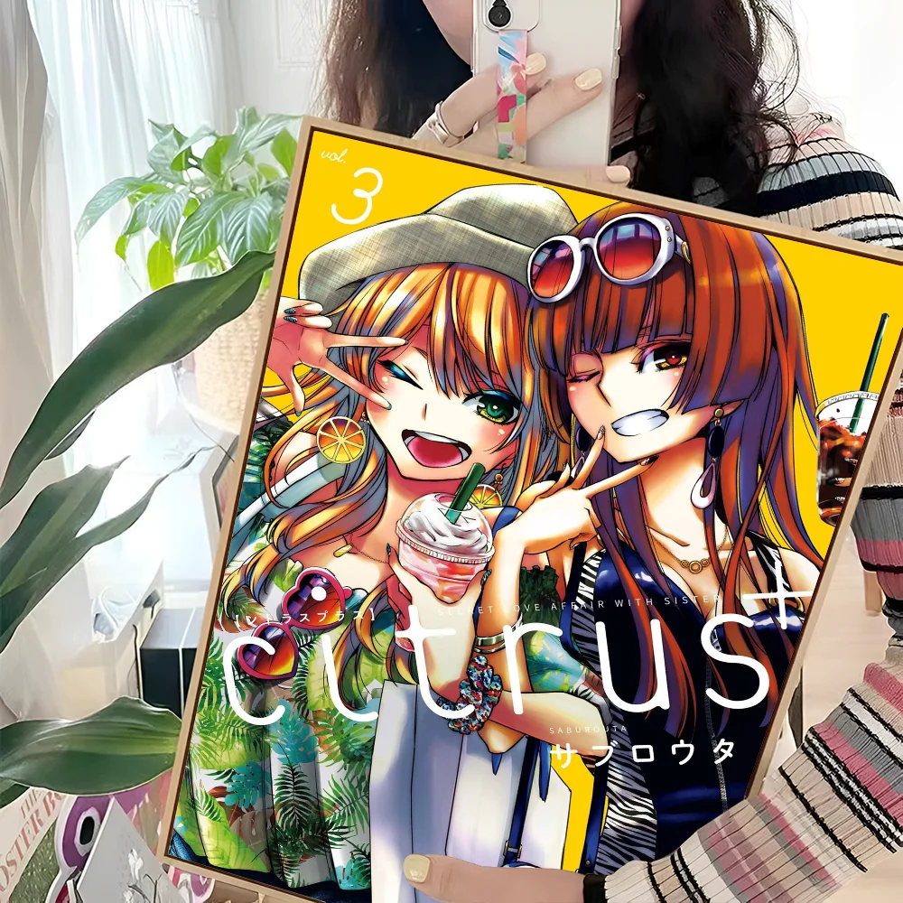 Japanese Anime Citrus Movie Sticky Posters Retro Kraft Paper Sticker DIY Room Bar Art Wall Painting