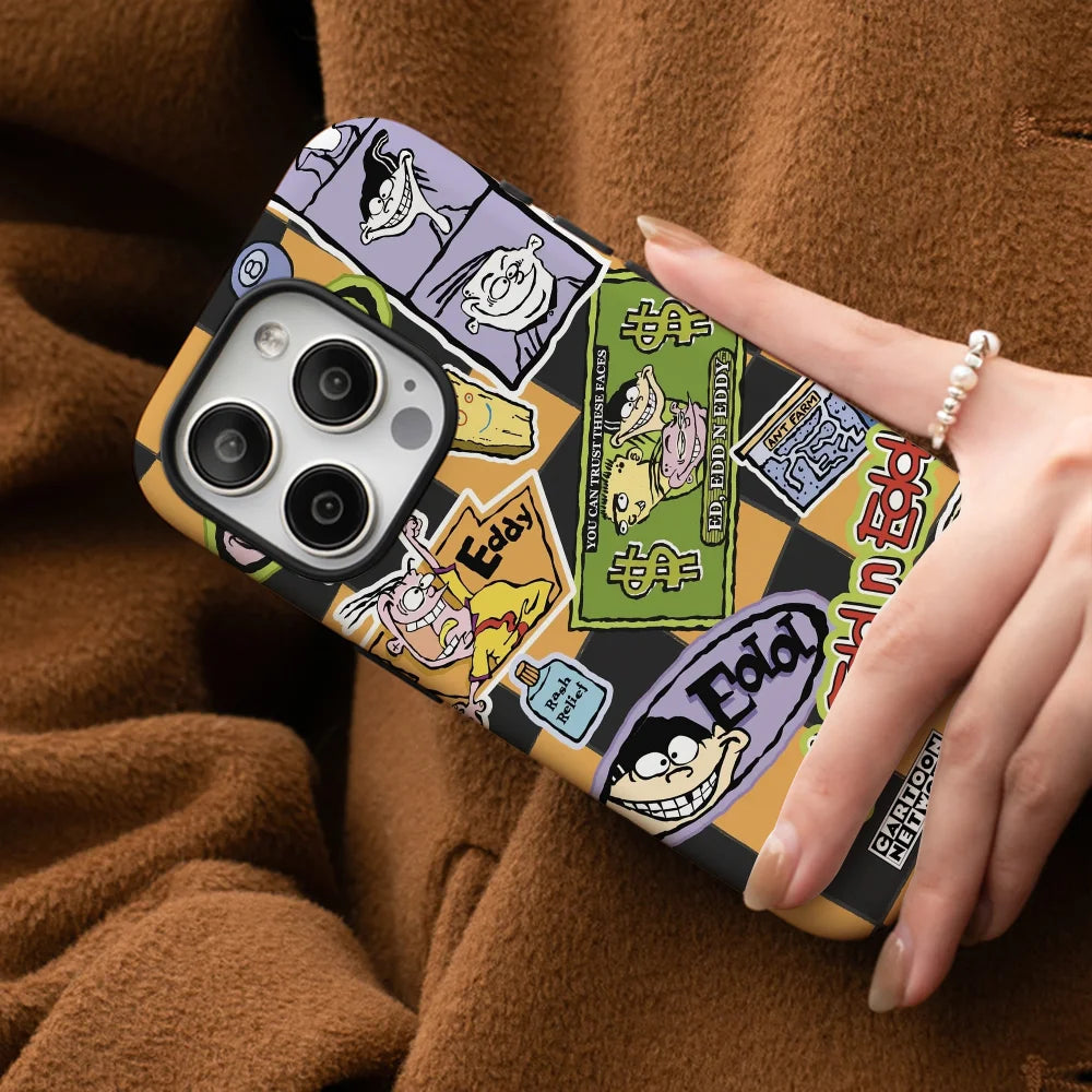 Cartoon E-Eddy Sticker Phone Case Phone Case Film shell For iPhone 16 15 14 13 12 11 Pro Max Plus