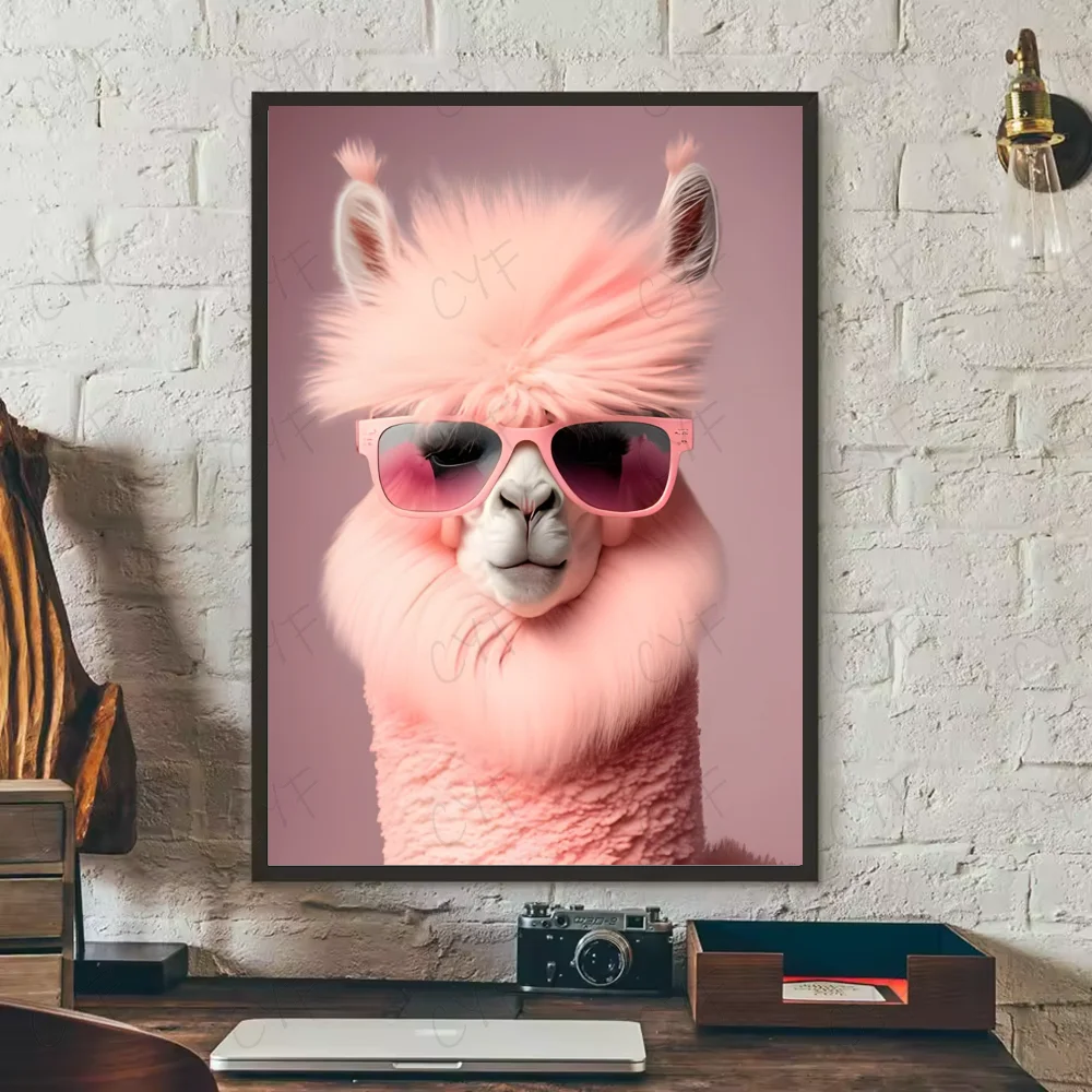 Multi-sizes Cute LIama Poster HD art sticky wall waterproof home living room bedroom bar aesthetic decoration