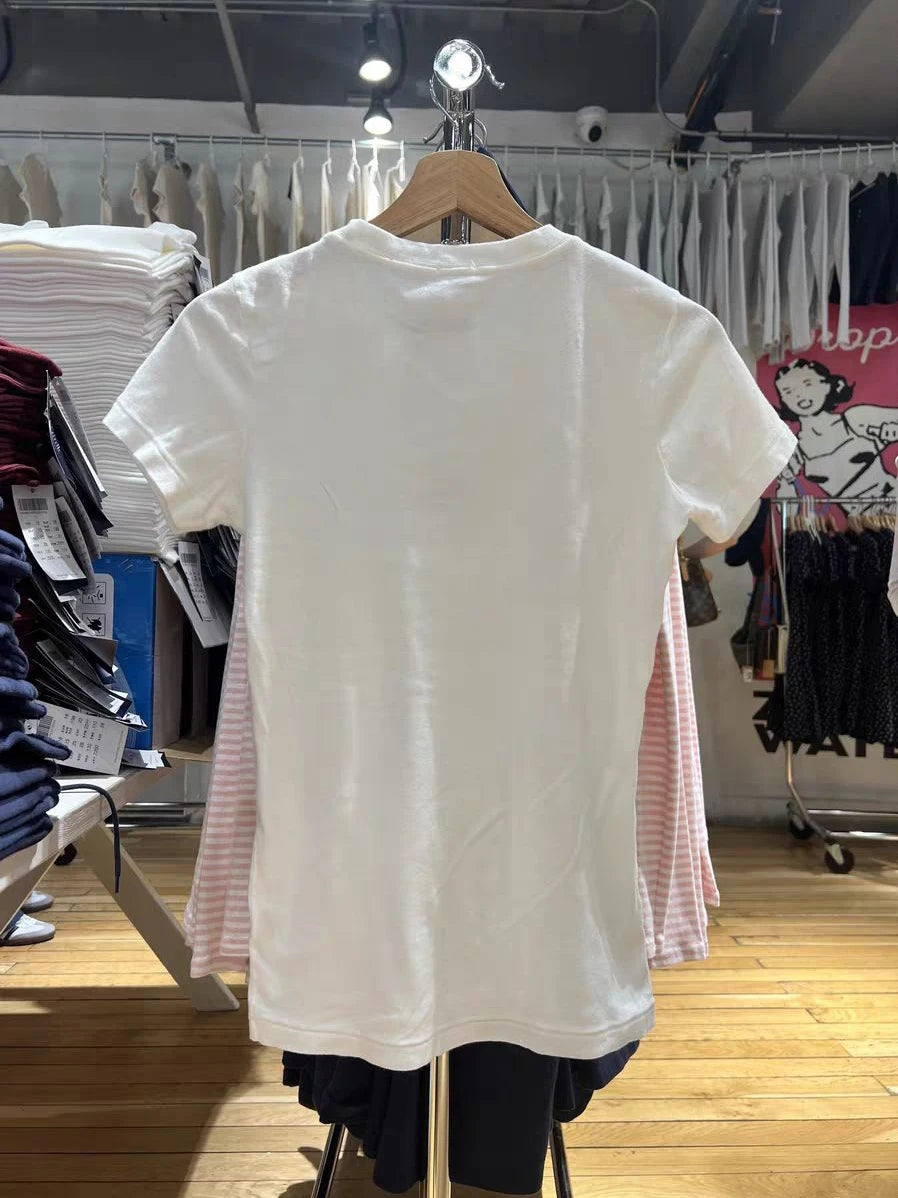 Cat with Bow Embroidery Slim T-shirt Woman Summer O-neck Short Sleeve Cotton Tee Shirt Female New Sweet Cartoon Tshirt Y2k Tops
