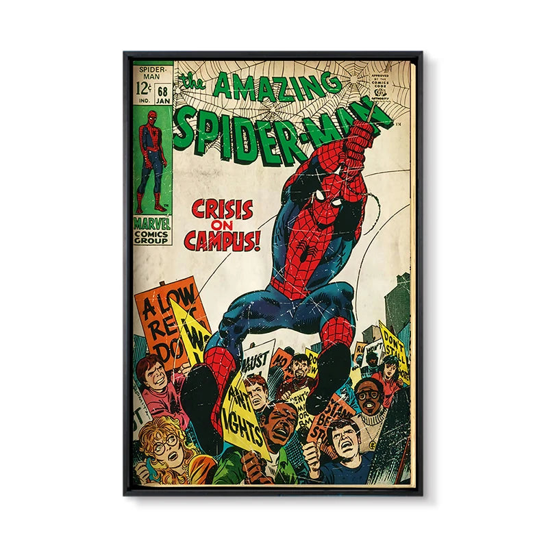 Marvel Super Hero Decorative Painting Anime Spider Man Art Poster Retro American Film Mural Home Childrens Room Wall Decor Print