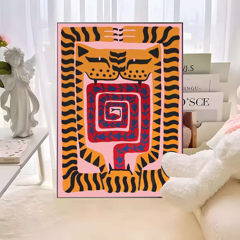 Wild Leopard Tiger Vase Flower Girl Power Whitepaper Poster HD Quality Poster Wall Art Painting Study Room Wall Decor