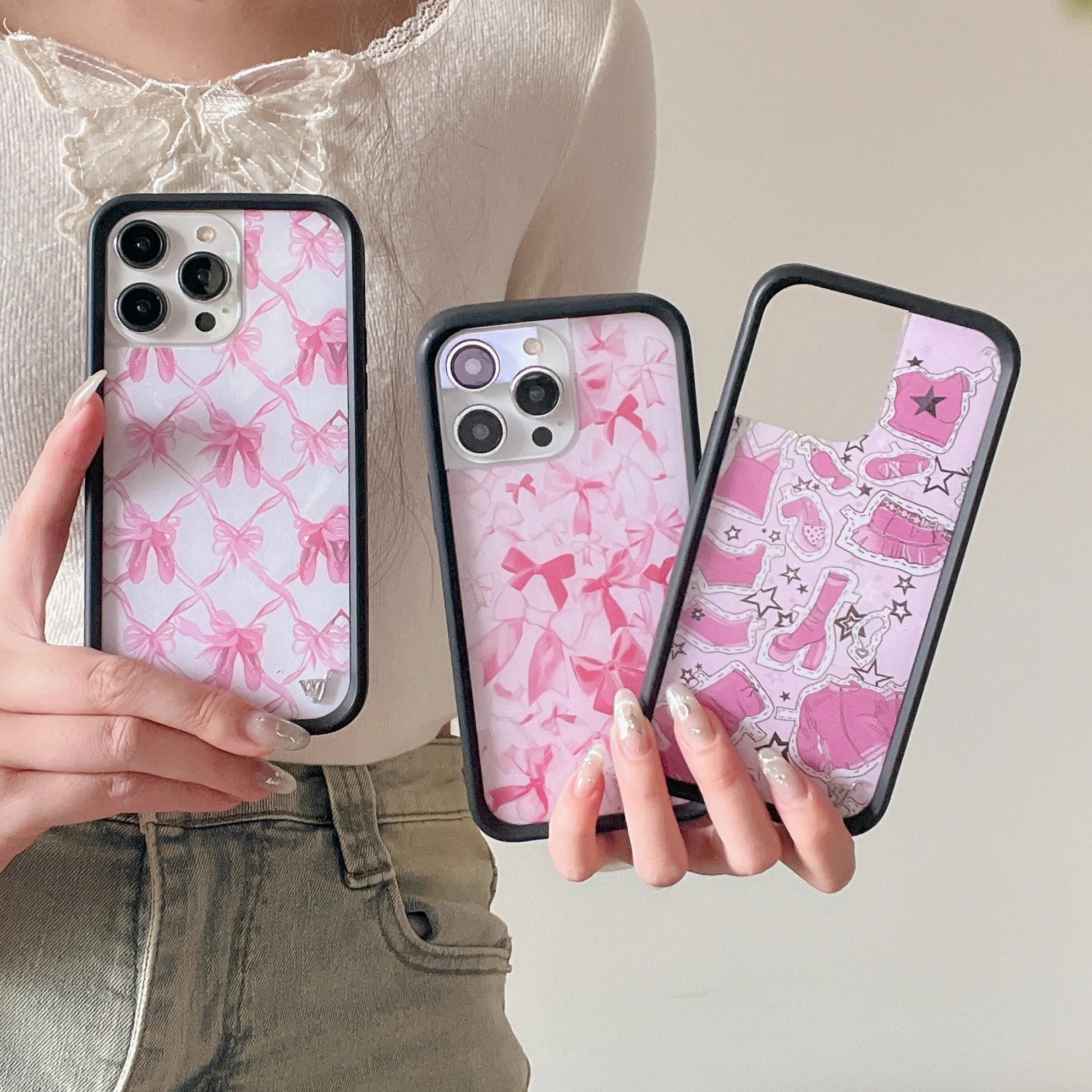 Wildflower 3D Heart Love Flower Cherry Cake Case For iPhone 15 14 13 12 16 Pro Max WF Fashion Girl Bow Ballet Dance Shoes Cover