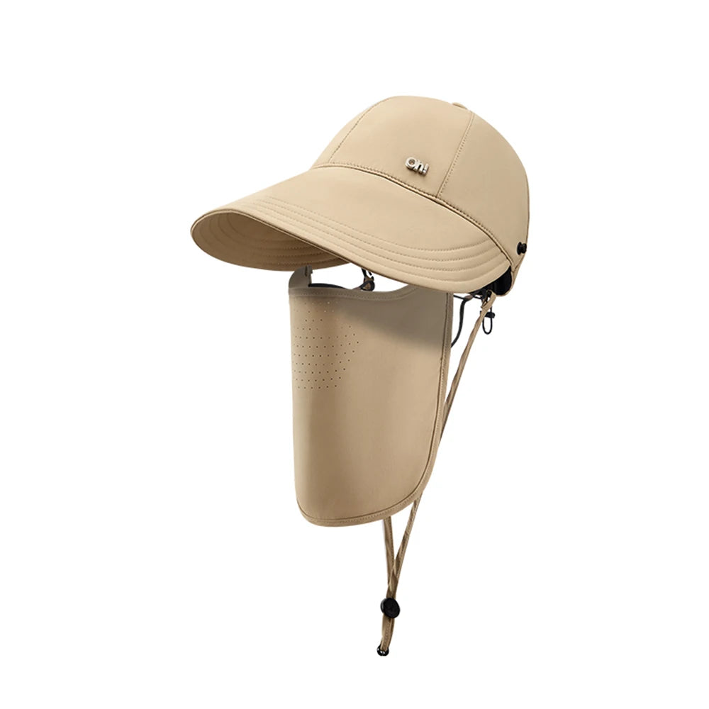 OhSunny Women Baseball Cap 2024 New Fashion Spring Summer Adjustable Sun Visor Anti-UV UPF1000+ Hats with Face Protective Scarf