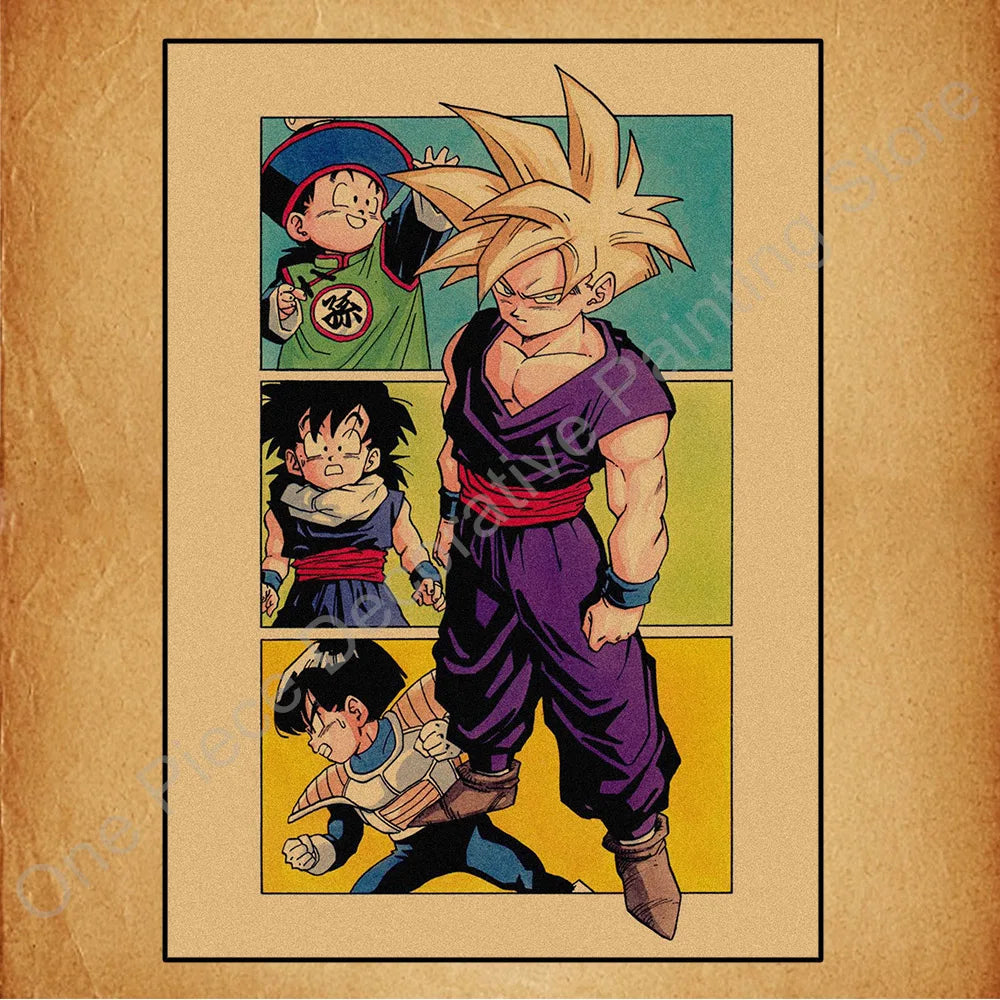 Bandai Classic Anime Retro Dragon Ball HD Poster Goku Gohan Vegeta Piccolo Friza Canvas Painting Print Wall Art Children Gift