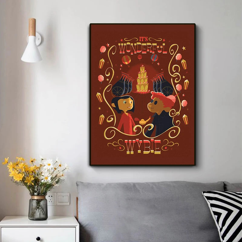 Anime Movie Coraline Poster and Print Cartoon Horror Witch Quotes Canvas Painting Wall Art for Aesthetics Living Room Home Decor