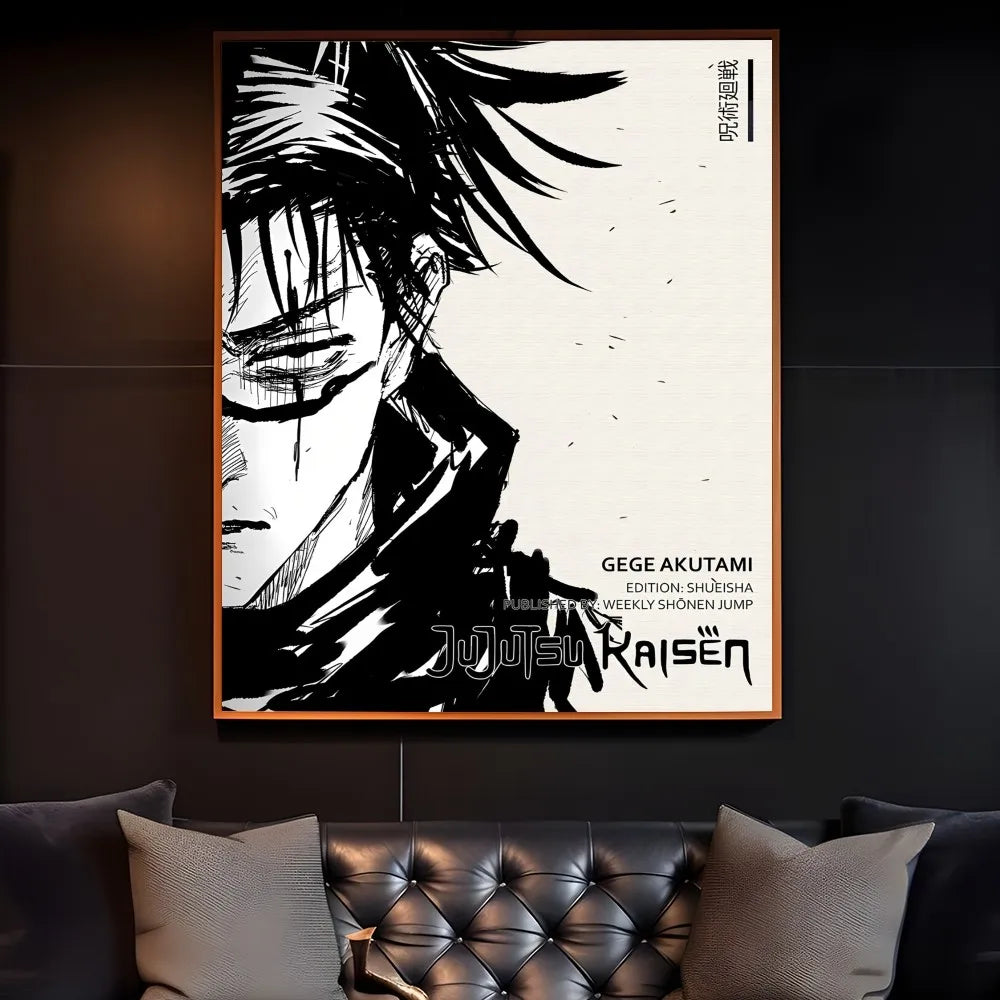J-JujutsuES Japan Anime K-KaisenES Poster Sticky Wall Art Printing Waterproof Home Living Bed Room Bar Hallway Aesthetic Decor