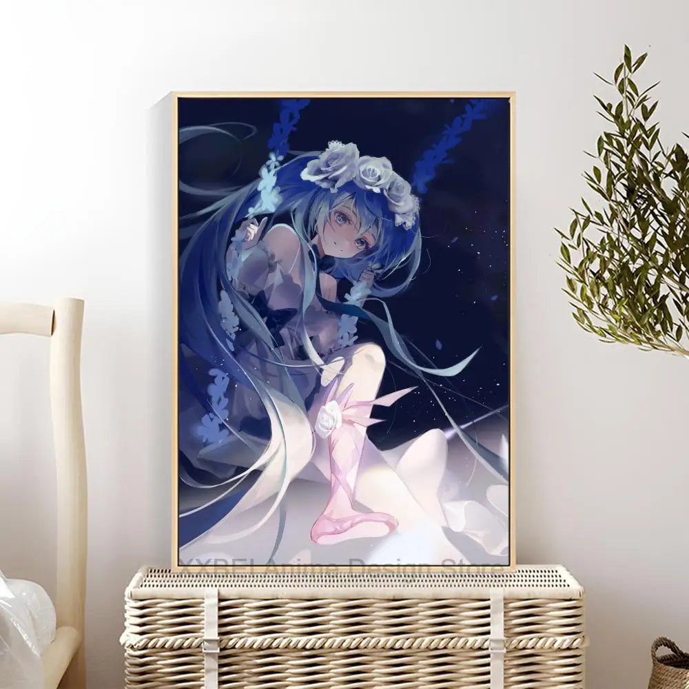 Virtual Idol H-Hatsunes M-MikU Poster Modern Art Mural Indoor Wall Sticker Bedroom Bedside Display Decorative Painting