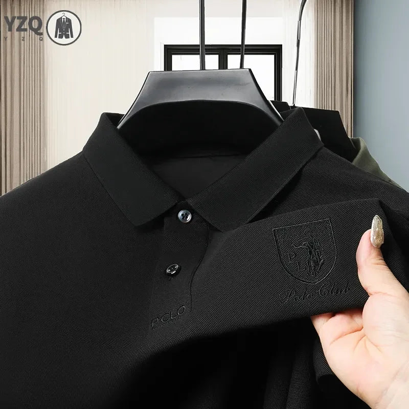 2024 Men's New Embroidered Cotton Business Leisure Short Sleeved POLO Shirt Fashion Short Sleeved Comfortable and Breathable Top