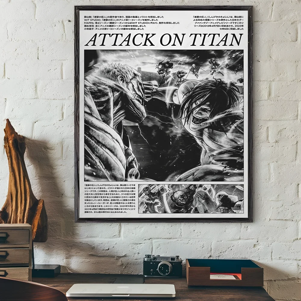 A-Attack On Japanese Manga T-Titan Poster Sticky Wall Art Printing Waterproof Home Living Bed Room Bar Hallway Aesthetic Decor