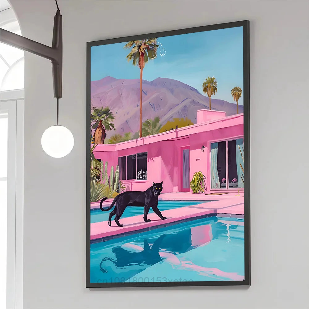 Colorful Bathtub Animal Tiger Zebra Black Cat Aesthetic Poster Paper Print Home Bedroom Entrance Cafe Art Painting Decoration