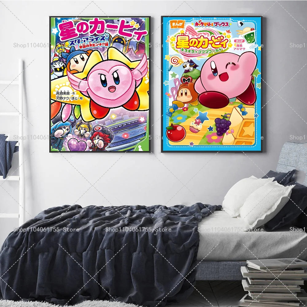 1PC Cartoon Cute K-Kirby Poster Self-adhesive Art Waterproof Paper Sticker Coffee House Bar Room Wall Decor
