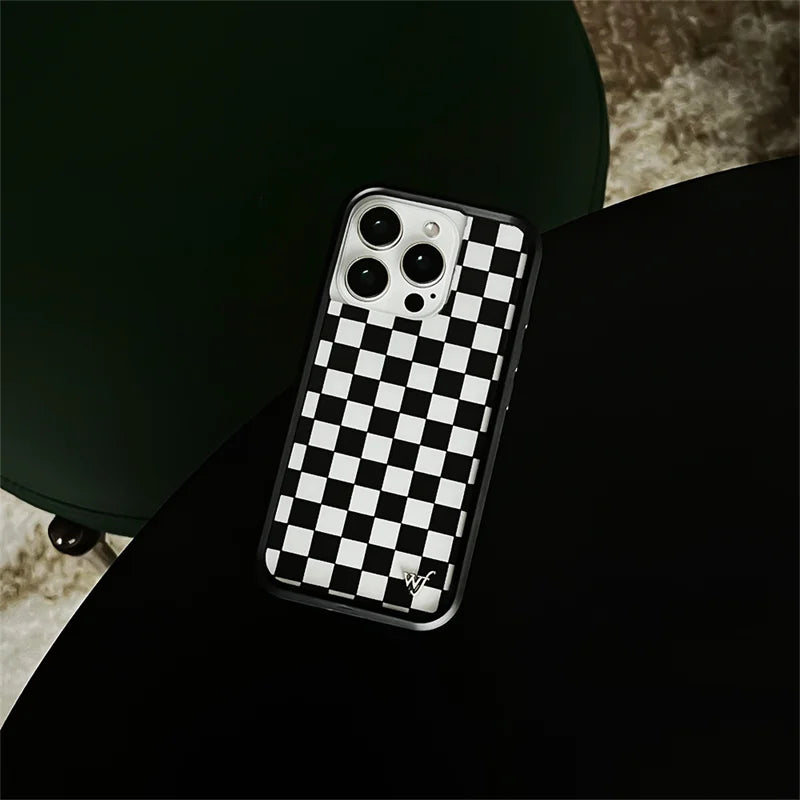 Cartoon Cute Puppy Coffee Ice Cream Wildflower Case For iPhone 13 12 14 15 16 Pro Max WF Sad line expression Wave Point Cover