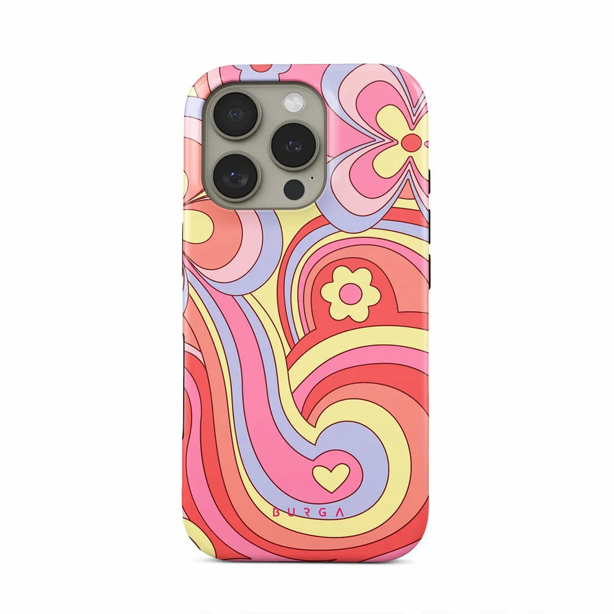 Colorful Flower Pattern BURGA Phone Case for iPhone 16 15 14 13 12 11 X XS XR XSMAX 7 8 Pro Max Plus Double-layer Back Cover