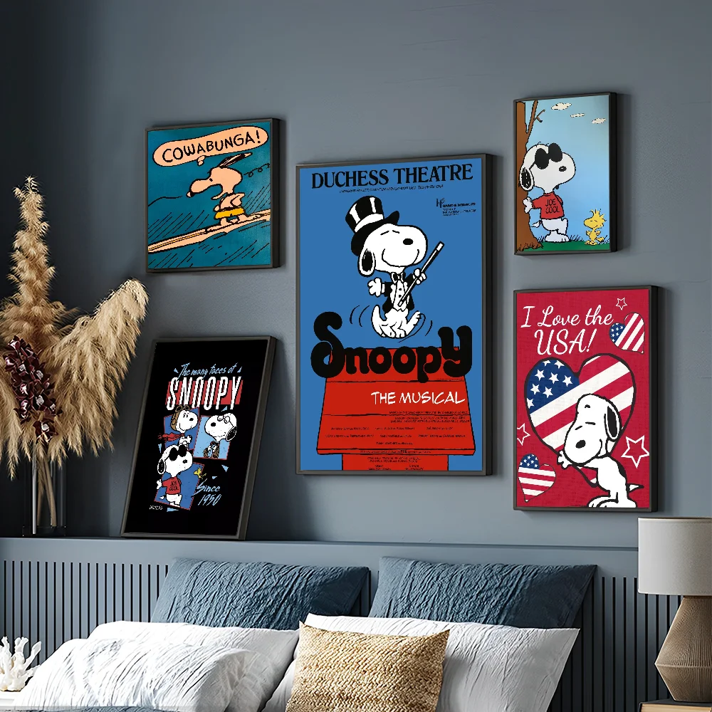 Kawaii Cartoon Comics S-Snoopy Poster Sticky HD Quality Wall Art Retro Posters for Home Kawaii Room Decor