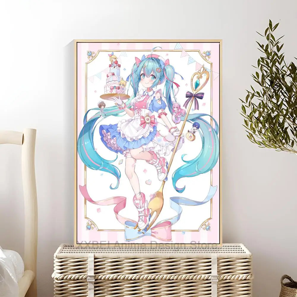 Virtual Idol H-Hatsunes M-MikU Poster Modern Art Mural Indoor Wall Sticker Bedroom Bedside Display Decorative Painting