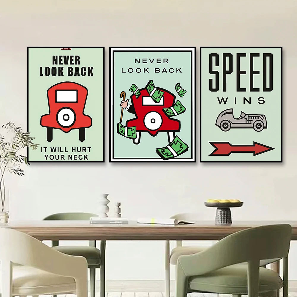 Monopoly Millionaire Money Canvas Decorative Painting Motivational Quote Art Poster Cartoon Figure Mural Home Wall Decor Picture