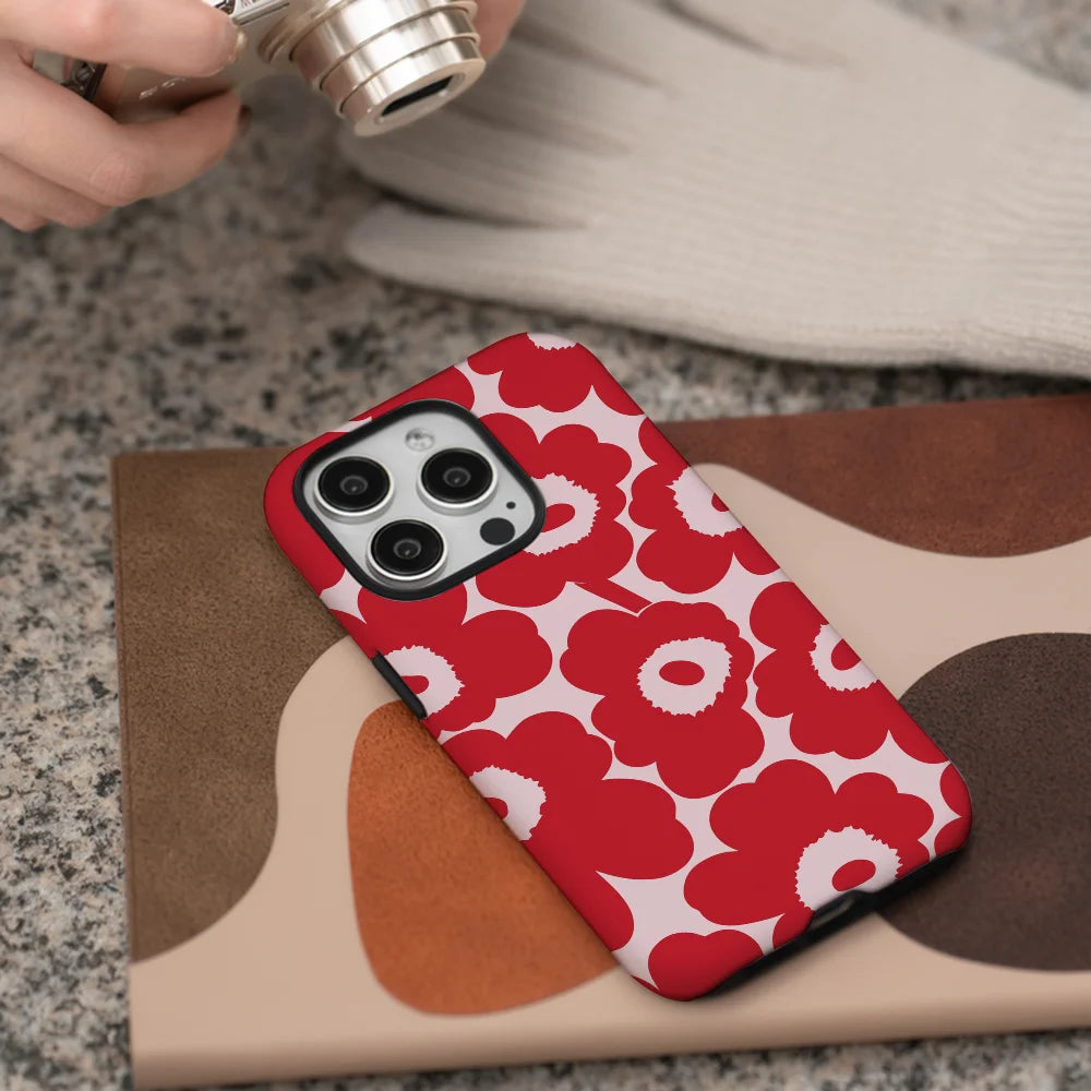 red and pink floral Phone Case Phone Case Film shell For iPhone 16 15 14 13 12 11 Pro Max Plus