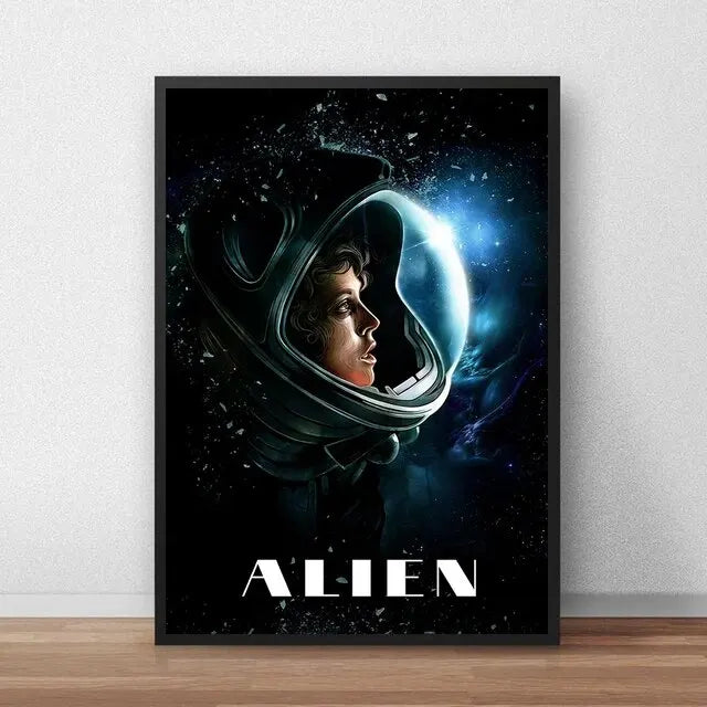 Classic Sci-Fi Alien Movie Poster, Retro Style Canvas Painting, Astronaut Space Print, Ideal Wall Art for Home Room Decoration