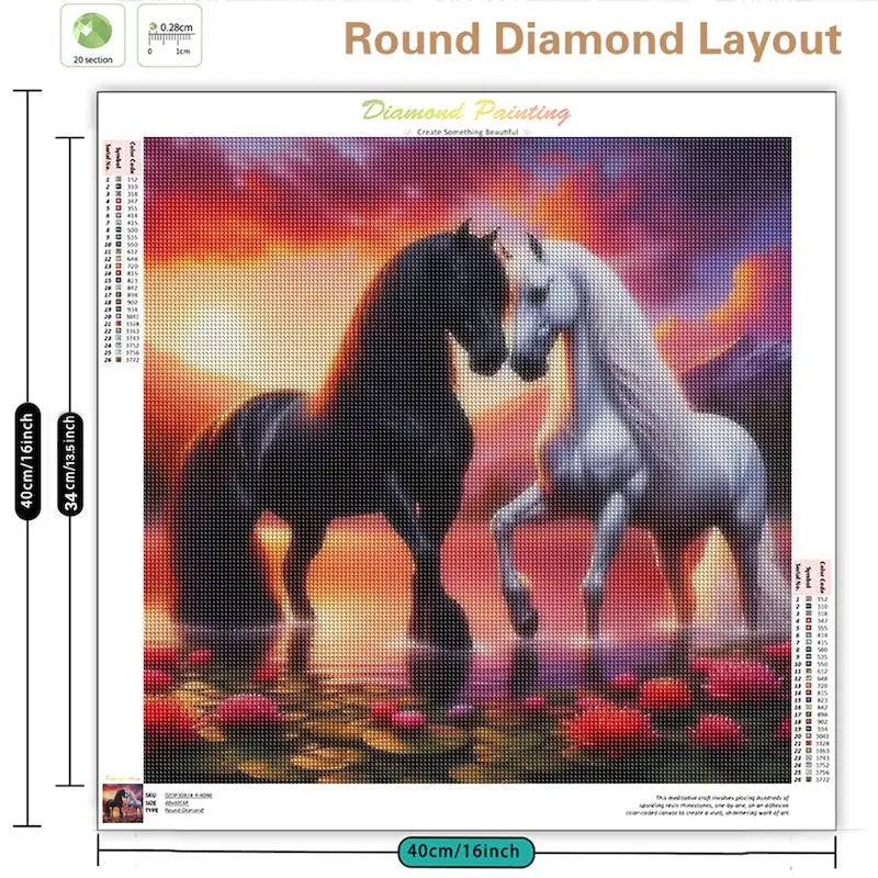 Diamond Painting Animal Horse Diy Drill Mosaic Flower 5d Embroidery Sunset Complete Kit Wall Decoration Gift