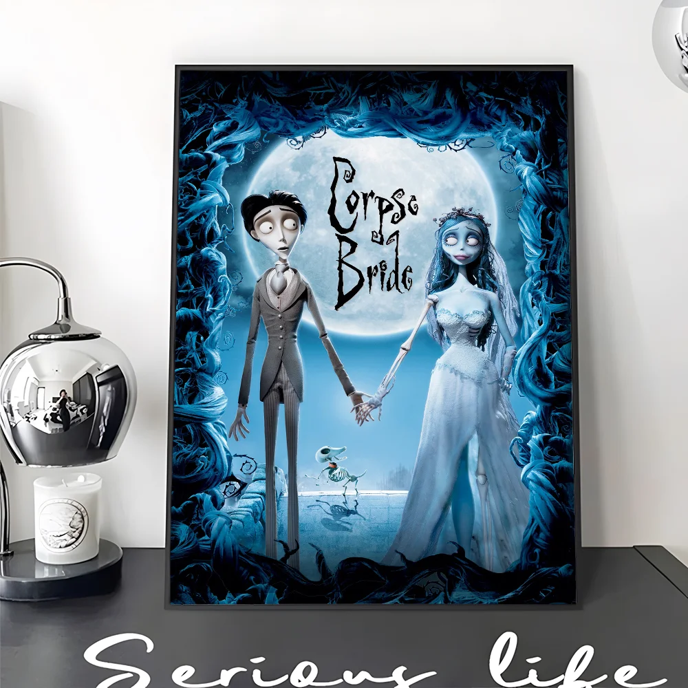 C-Corpse Bride Cartoon Movie Sticky Posters Retro Kraft Paper Sticker DIY Room Bar Cafe Aesthetic Art Wall Painting