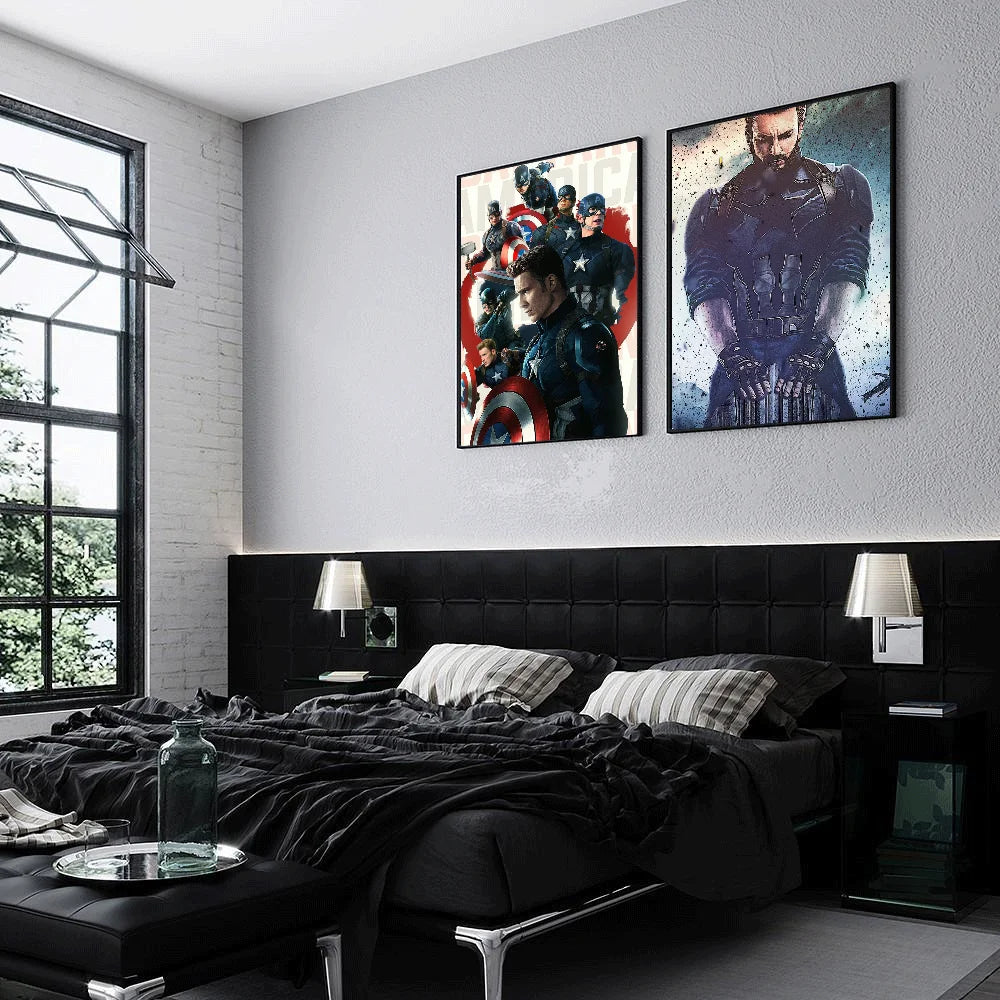 1PC C-Captain America Poster Self-adhesive Art Waterproof Paper Sticker Coffee House Bar Room Wall Decor