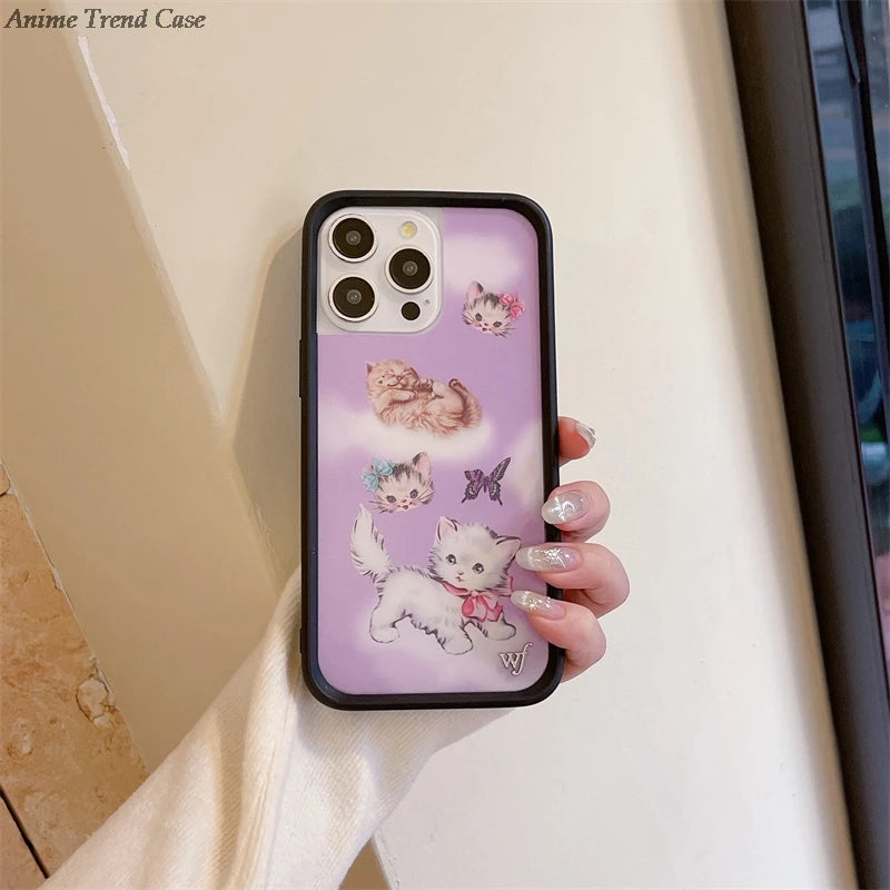 Wildflower 3D WF Metal Logo Phone Case for iPhone 16 15 14 13 12 Pro Max Plus 14pro 16pro Animal Butterfly Horse Fox Cover Funda