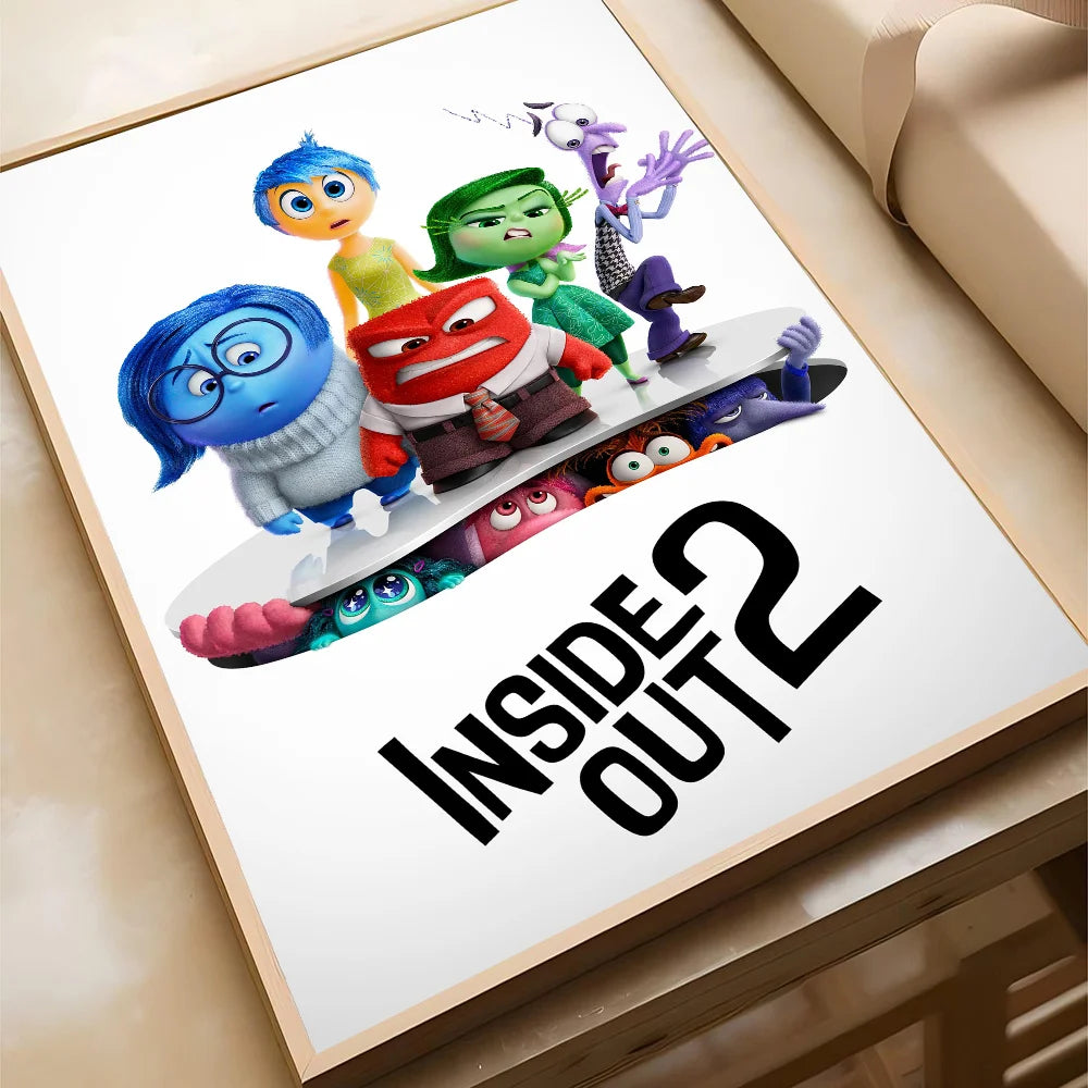 Movie I-insides Out 2 Poster Self-adhesive Art Waterproof Paper Sticker Coffee House Bar Room Wall Decor