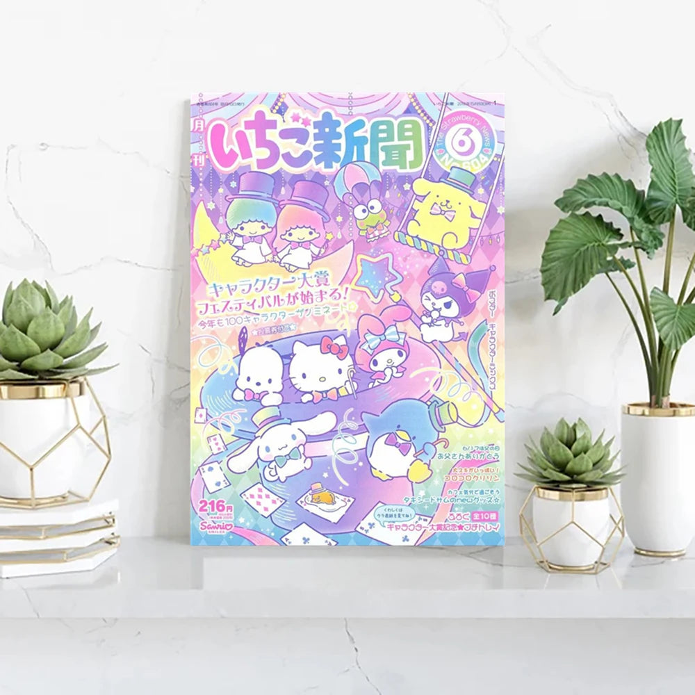 MINISO Cartoon Poster Sanrio Kuromi Hello Kitty Canvas Wall Art Print Mural Home Decoration Birthday Christmas Gift
